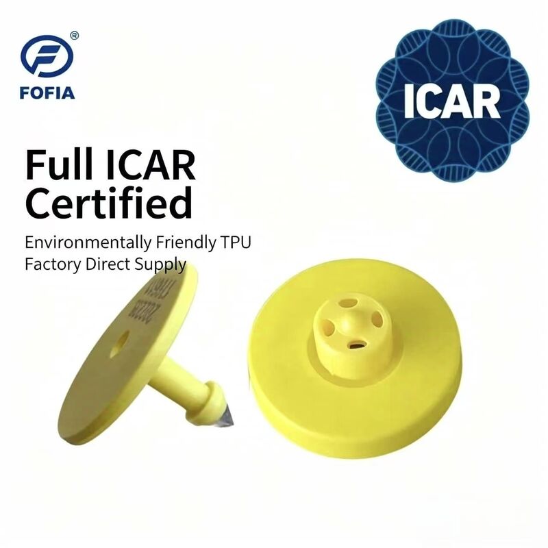Nieuw Waterdicht Fofia Volledig ICAR Gecertificeerd ET908 Geel RFID TPU Koe Oormerk 1.5 Jaar Garantie Laser Codering Vee Tracking Rundvee