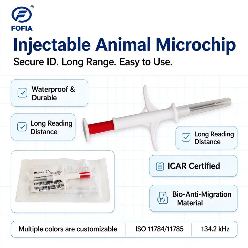 Fofia RFID Injecteerbare Dierlijke Microchip 134,2 kHz ISO 11784 11785 Waterdicht 2,12 X 12 mm Huisdieridentificatie