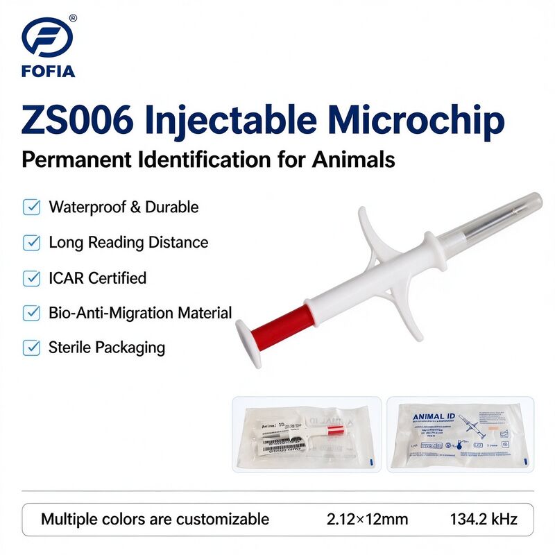 Fofia ZS006 134,2 kHz RFID Injecteerbare Dierlijke Microchip 2,12 X 12 mm IP67 Waterdicht ICAR Gecertificeerd Huisdier Vee Konijn ID