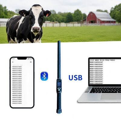 PT290 LF RFID stick reader. 134.2KHz Bluetooth handheld scanner met protocol ISO11784/5 FDX-B en HDX USB Bluetooth interface.