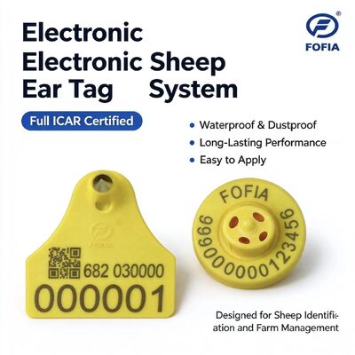 FULL ICAR Gecertificeerd 134.2KHz FDX-B RFID TPU Materiaal Geel Schaap Beest Oord Tag Nieuwe veetechnologie ET957+T967 Fofia 5 Jaar